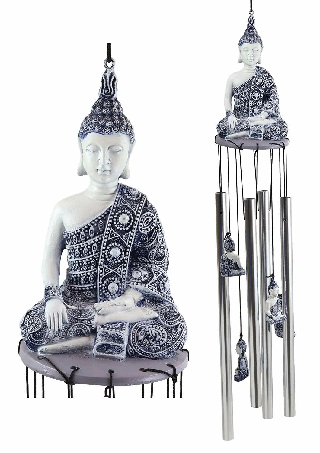 Feng Shui Buddhism Buddha Amitabha Meditating In Mudra Figurine Wind Chime Decor-2