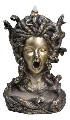 Greek Goddess Medusa with Snake Hairs Backflow Incense Cone Burner Figurine-6