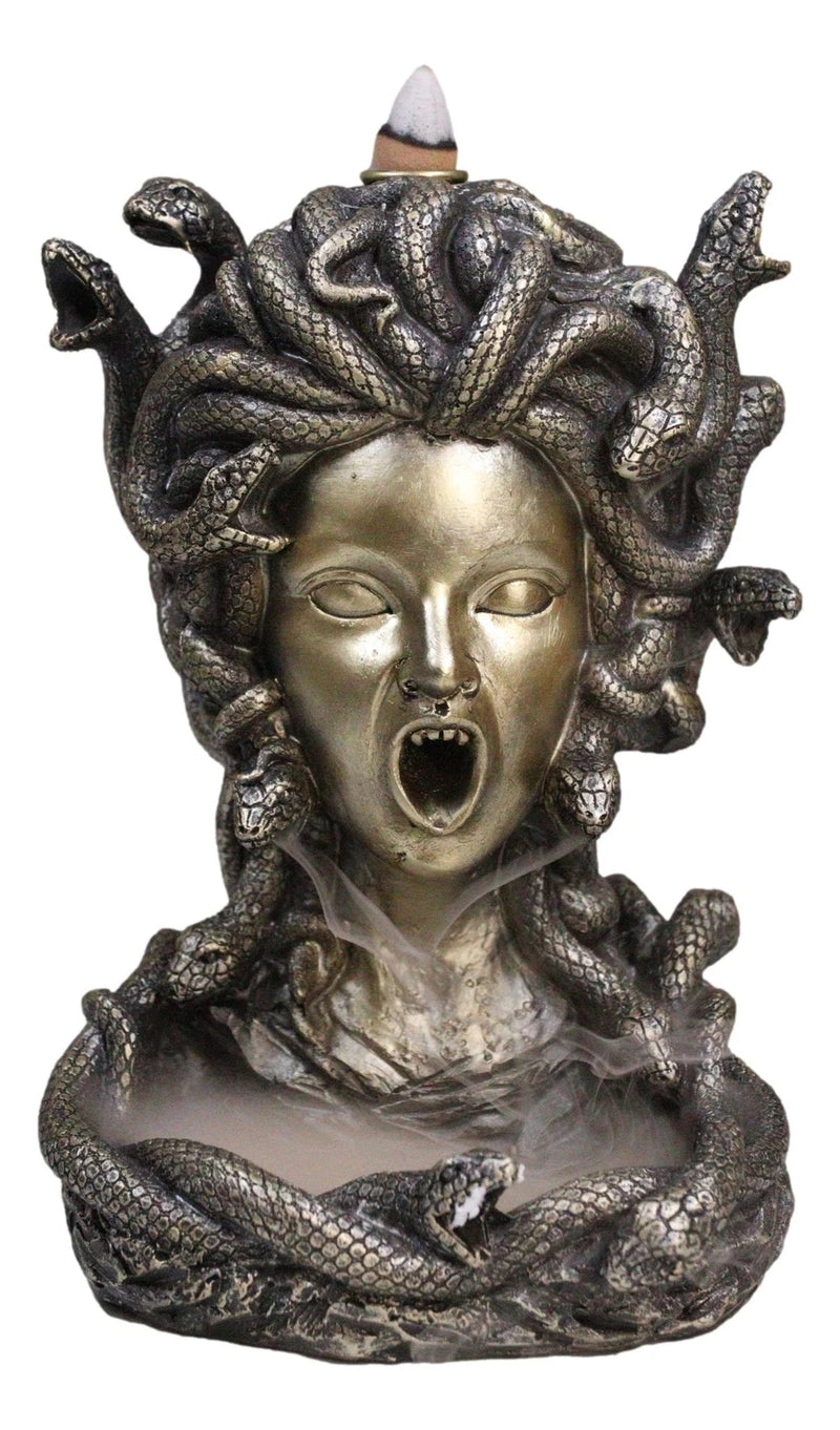 Greek Goddess Medusa with Snake Hairs Backflow Incense Cone Burner Figurine-6