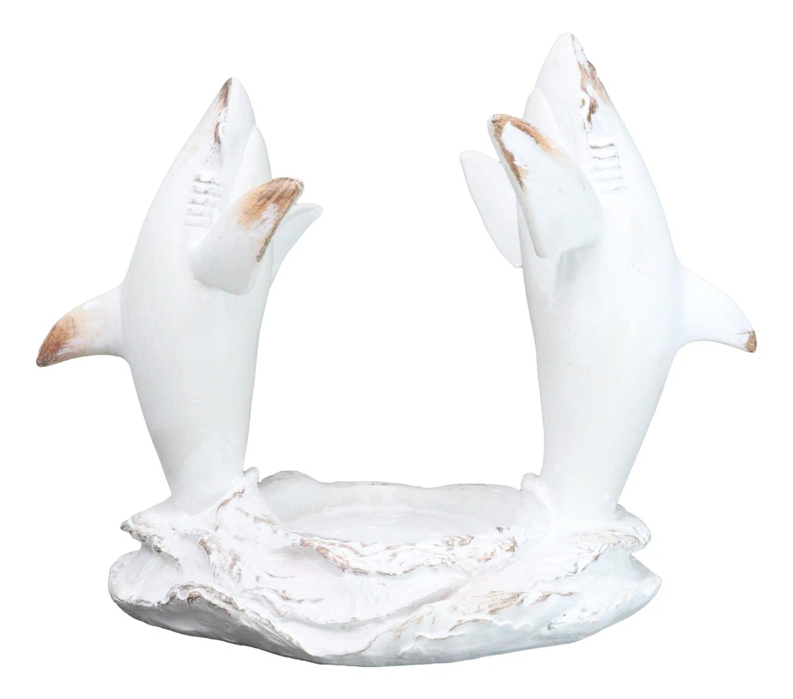 Antique White Ocean Marine Great White Sharks Rising Above Water Wine Holder-5