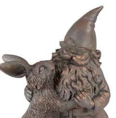 Whimsical Mr Gnome Dancing With Hare Rabbit Fairy Garden Figurine Decor Accent-5