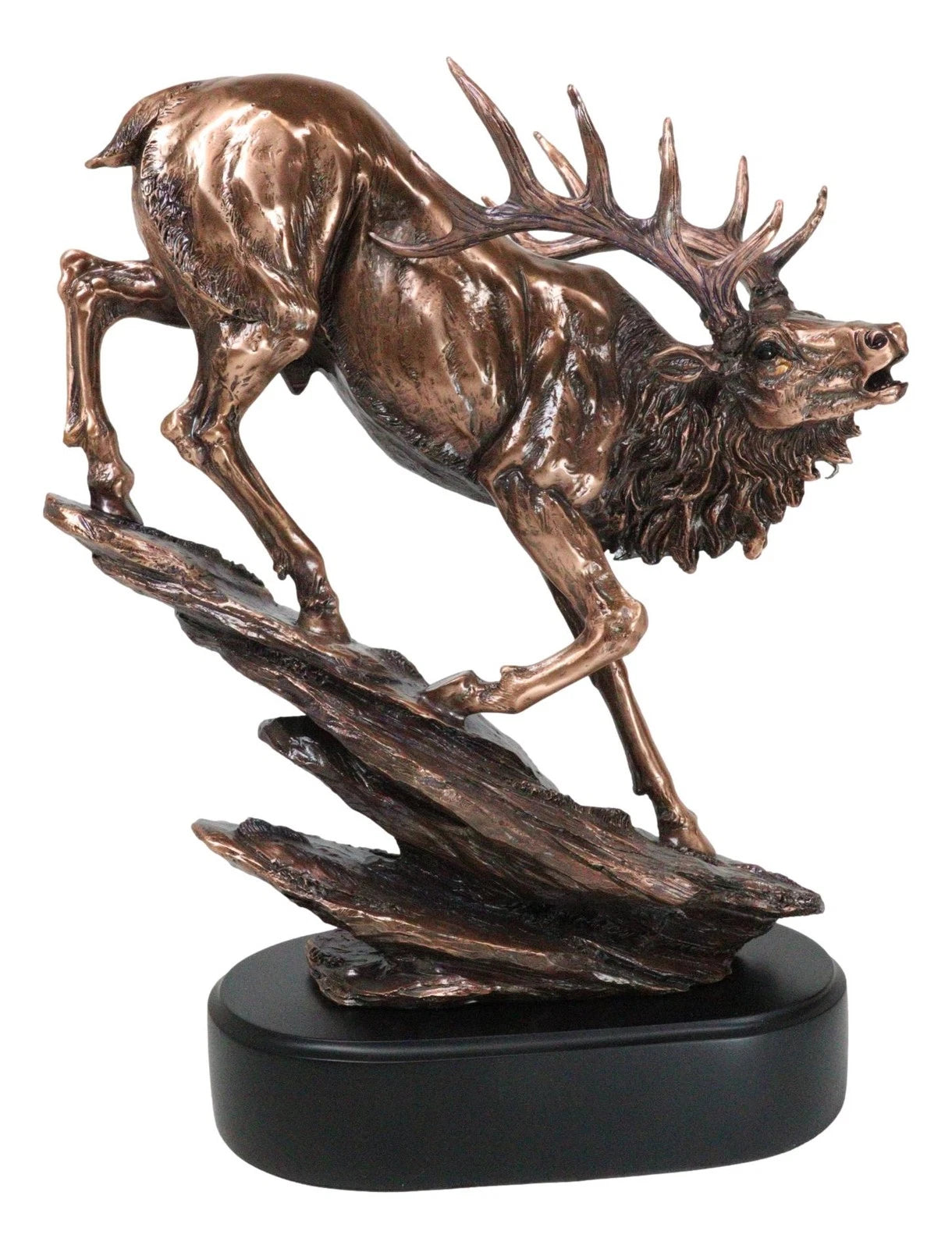 Large Bellowing Wapiti Bull Elk Deer Rustic Bronze Electroplated Finish Statue-7