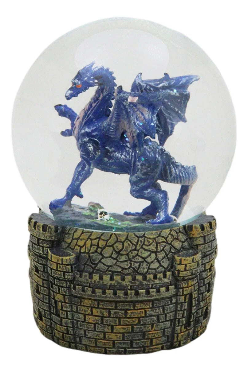 Legends Fantasy Blue Midnight Dragon Water Globe With Glitters Figurine 100mm-5