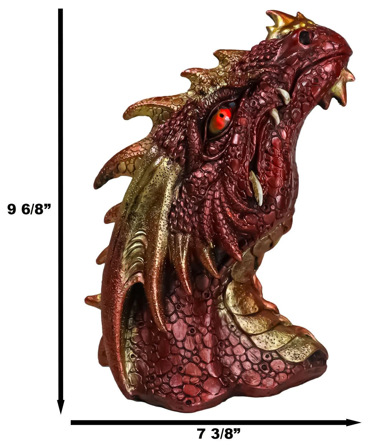 Fantasy Volcanic Fire Red Spiked Dragon Head Wall Decor Plaque With LED Lights-4