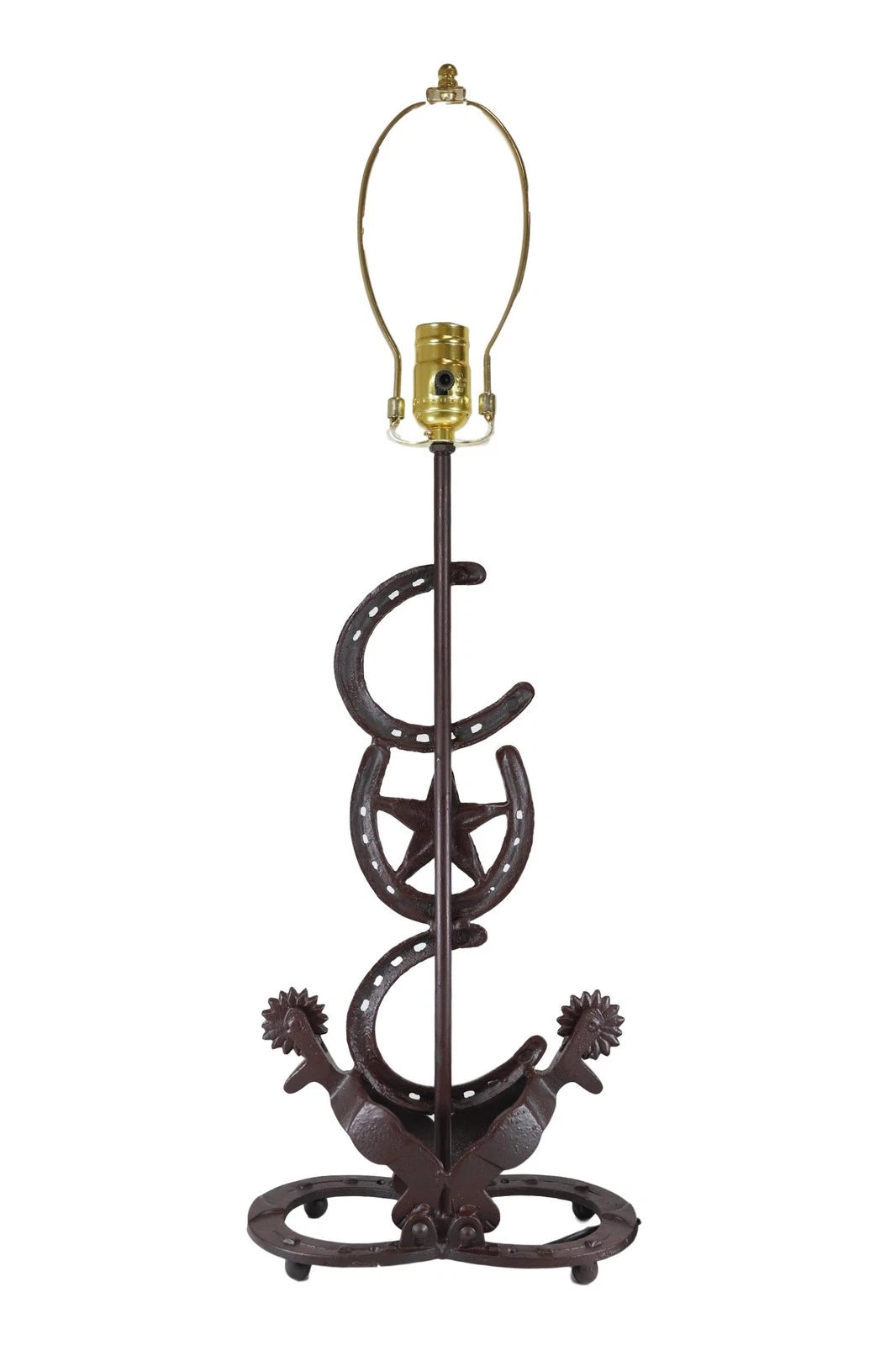 Cast Iron Western Horseshoes Base Desktop Table Lamps w/ Pine Shade 28"H-6