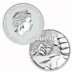 2019 Tuvalu $1 - 1 oz .9999 Plata Marvel Series Hulk BU-1