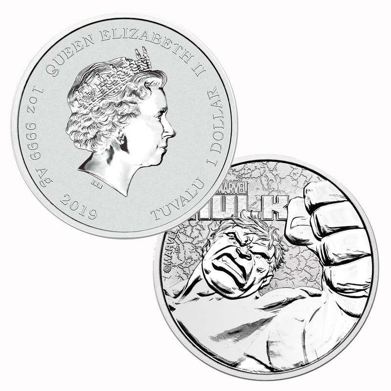 2019 Tuvalu $1 - 1 oz .9999 Plata Marvel Series Hulk BU-1