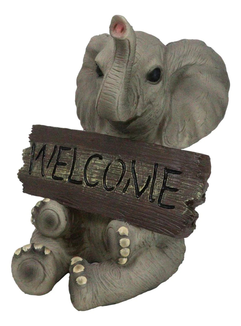 Figura de cría de elefante con la trompa hacia arriba, bienvenida a la vida silvestre de la selva, safari de sabana-7