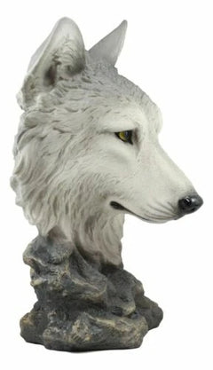 Realistic Large Gray Wolf Head Bust Statue 16"Tall Blood Lust Timberwolf Decor-5