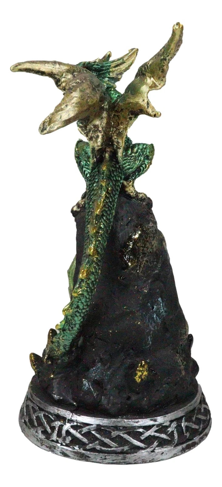 Green Dragon with LED Light On Crystal Mountain 7.5 Inches Tall Collection-5