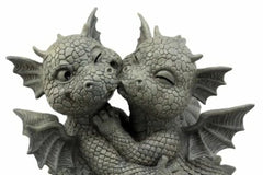 Fiery Romance Hatchling Dragon Lovers Garden Statue Faux Stone Resin Finish 10"H-2