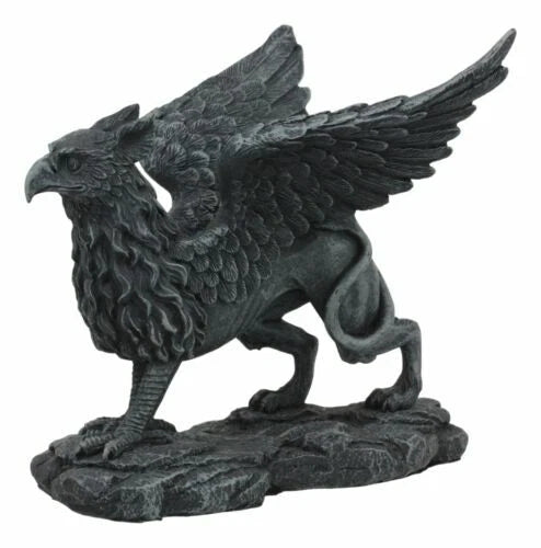 Gothic Stoic Royal Winged Griffin Gargoyle Statue 5.5" Long Gryphon Figurine-5