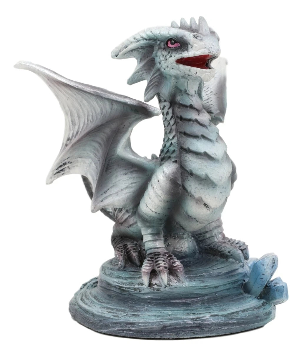 Anne Stokes Fantasy Silverback Baby Wyrmling And Adult Rock Dragon Statues Set-6