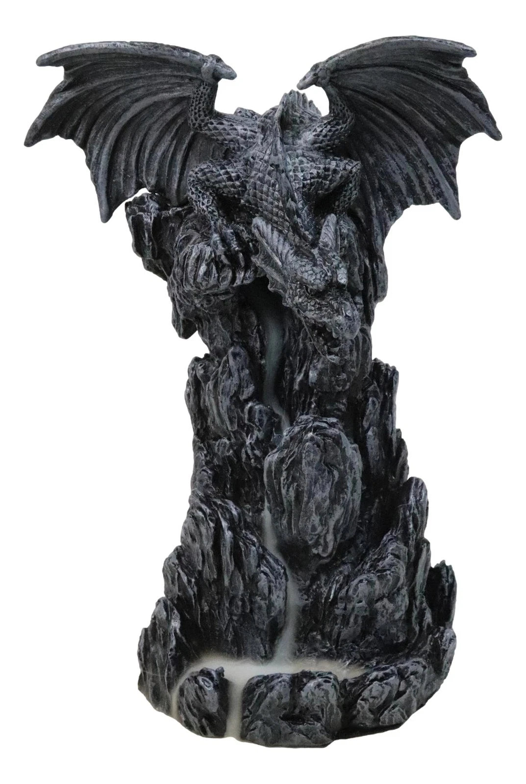 Dark Rocky Mountain Chernos Dragon Backflow Incense Tower Burner Statue-6