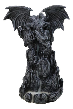 Dark Rocky Mountain Chernos Dragon Backflow Incense Tower Burner Statue-6