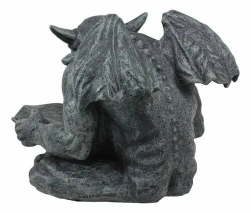 Notre Dame Horned Gargoyle With Spell Book Statue Demonic Bibliography Watchman-5