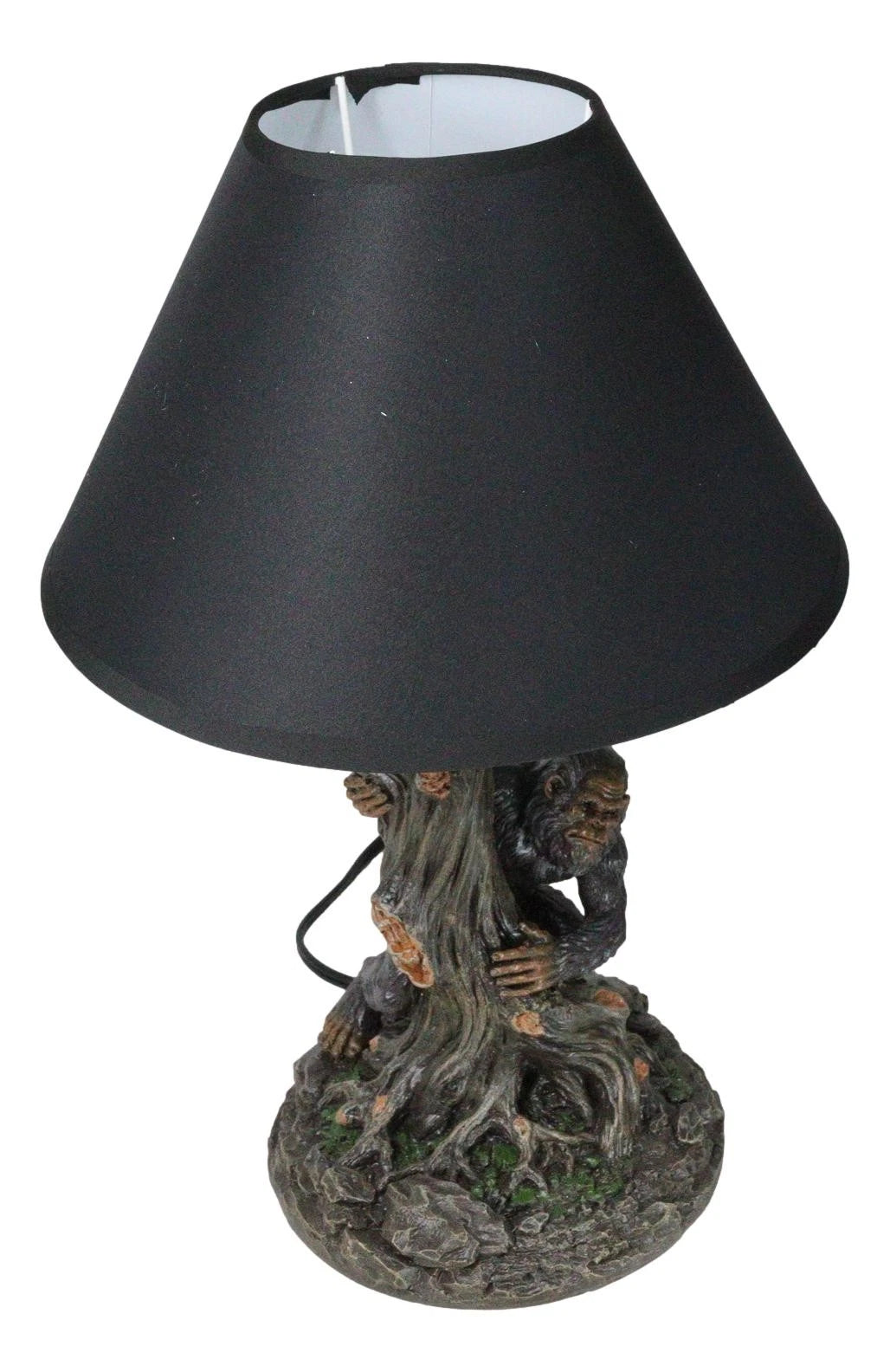 Mythical Creature Sasquatch Big Foot Cryptid Ape by Tree Trunk Table Lamp Decor-6