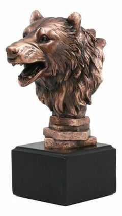 Wildlife Roaring Bear Bust Statue Bronze Electroplated Bear Figurine With Base-3