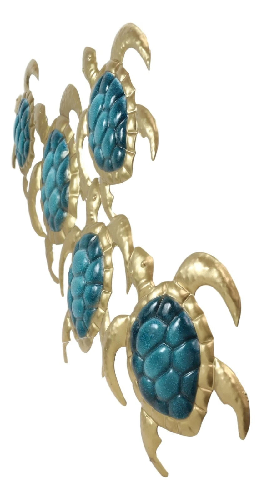 Large Aluminum Swimming Bale of 5 Marine Sea Turtle Hatchlings Wall Decor Plaque-2