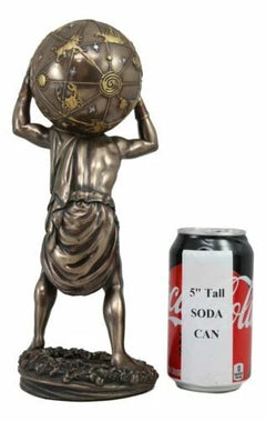 Greek God Primordial Titan Atlas Holding The World Globe Statue 11.75"Tall-5