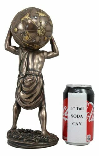 Greek God Primordial Titan Atlas Holding The World Globe Statue 11.75"Tall-5