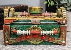 Steampunk Mechanical Gears Design Secret Jewelry Box With Navigational Compass-5