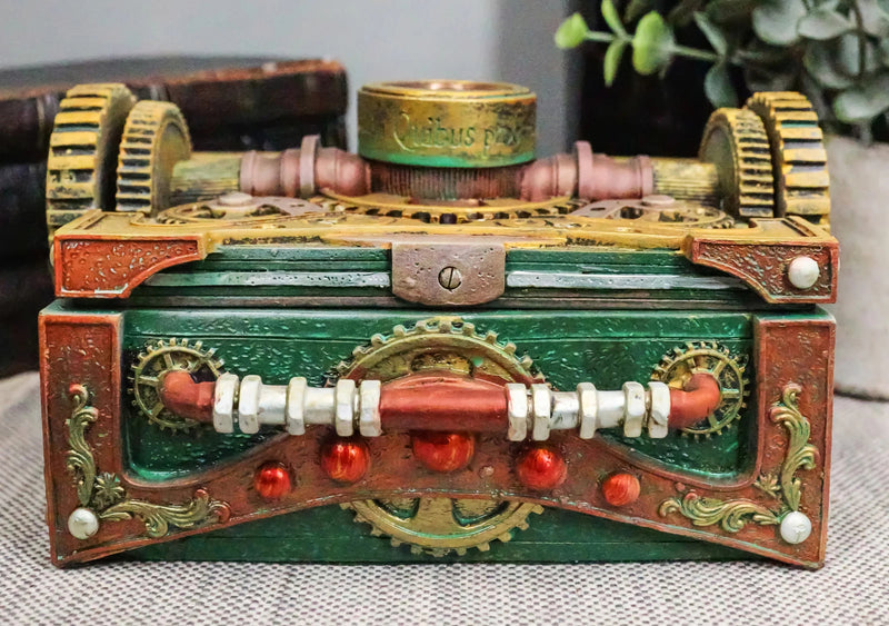 Steampunk Mechanical Gears Design Secret Jewelry Box With Navigational Compass-5