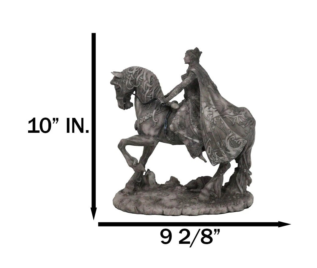 Celtic Moon Goddess Rhiannon Riding Horse in Arberth Clay Finish Figurine-5