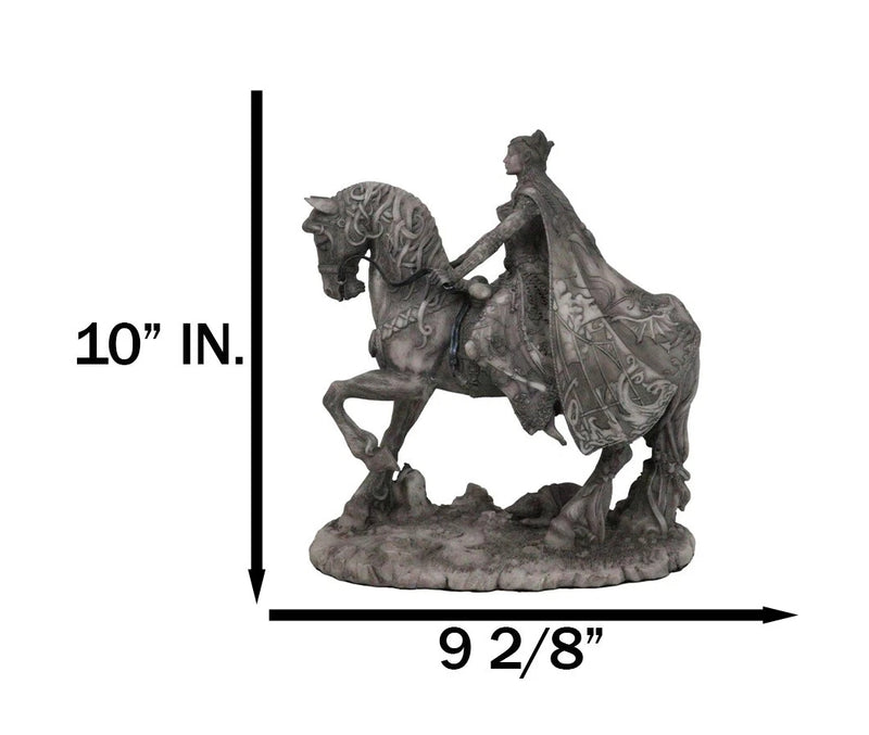 Celtic Moon Goddess Rhiannon Riding Horse in Arberth Clay Finish Figurine-5