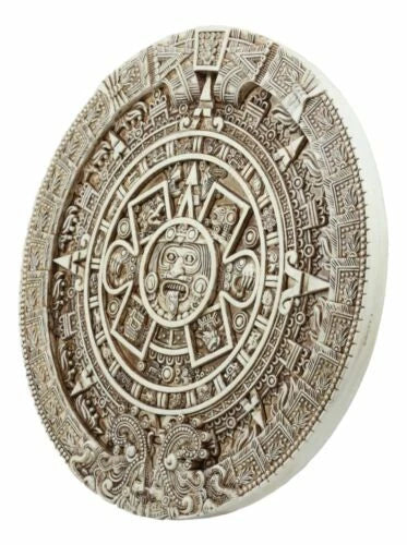 Aztec Maya Solar Sun Xiuhpohualli & Tonalpohualli Wall Calendar Plaque Figurine-5