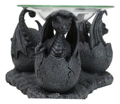 Fantasy Trio Gargoyle Dragons in Eggs Hatchling Candle Oil Burner Figurine-4