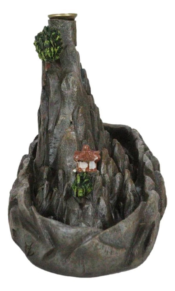 Feng Shui Zen Mountain Range Buddhist Pagoda Temple Backflow Cone Incense Holder-2