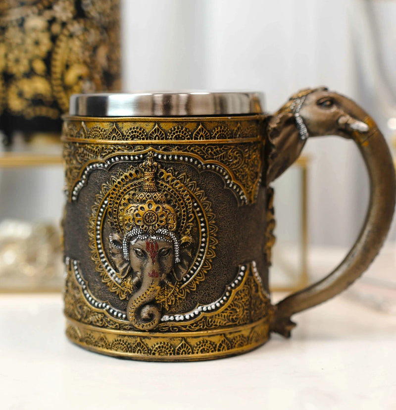 Hindu God Of Success Lord Ganesha Ganapati Coffee Mug With Elephant Trunk Handle-1
