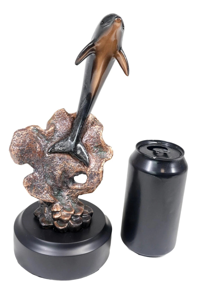 Marine Sea Dolphin Jumping Out Of Water Bronze Electroplated Resin Figurine-6