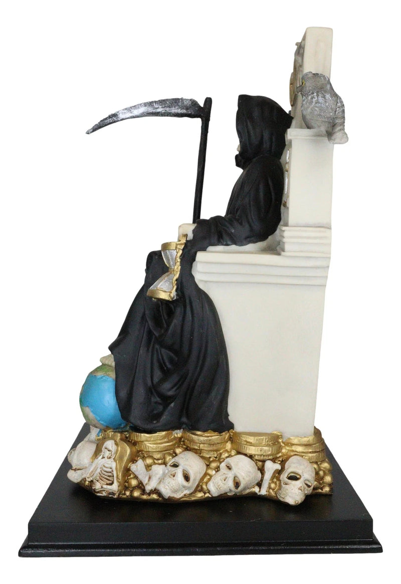 Black Santa Muerte Holding Scythe Seated On Throne Statue Our Lady Of Death-4