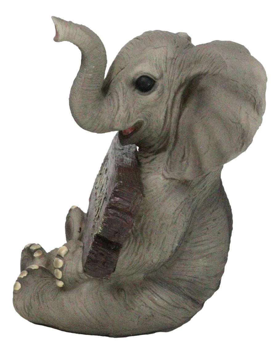 Figura de cría de elefante con la trompa hacia arriba, bienvenida a la vida silvestre de la selva, safari de sabana-6