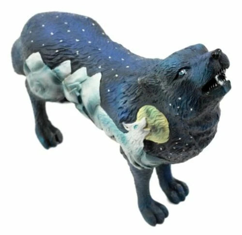 Starry Nights Native Tribal Howling Wolf Totem Spirit Figurine Collection 6.25"L-6