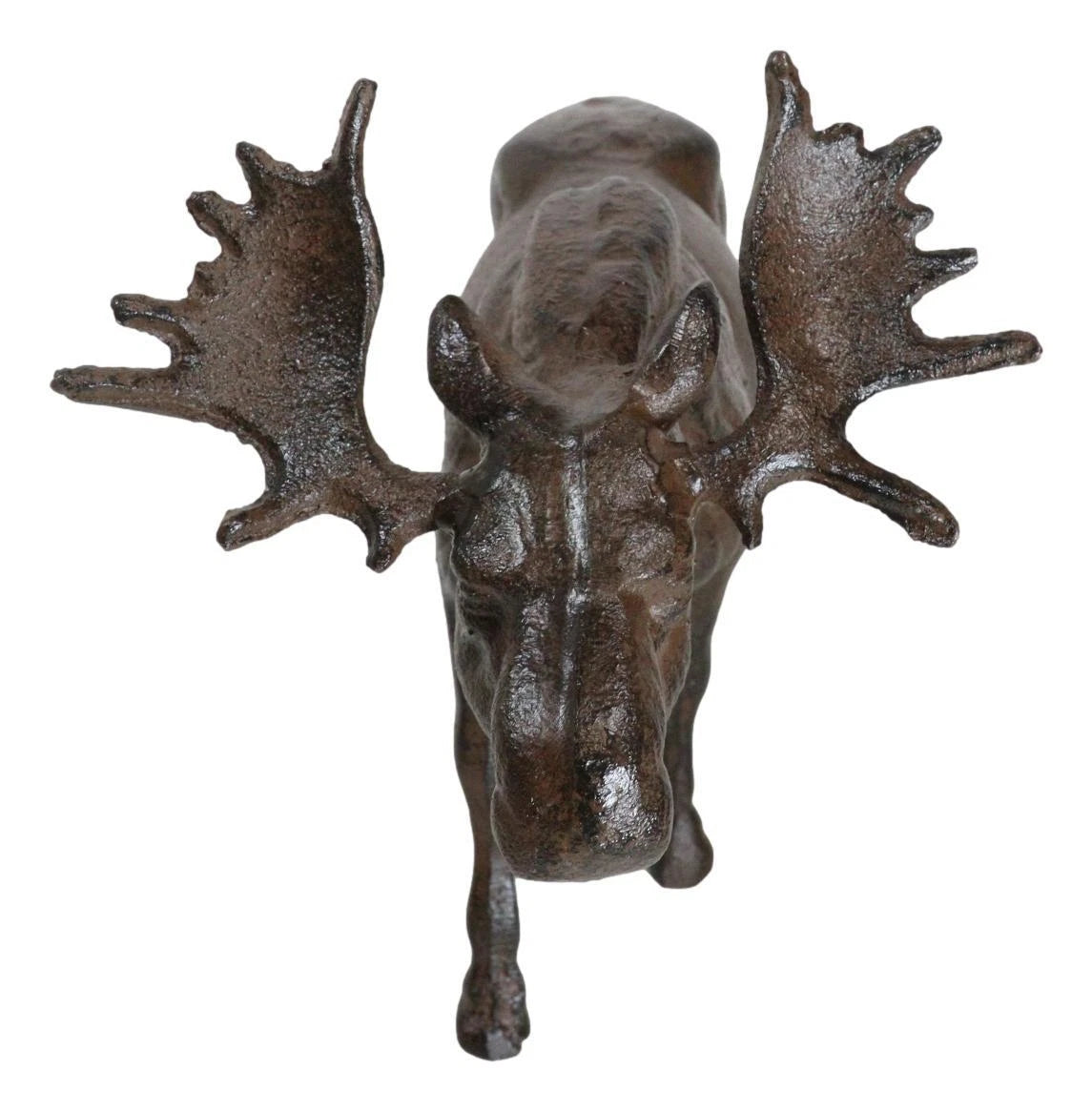 Figura de alce emperador de hierro fundido de 28 cm de largo, acabado en bronce-5