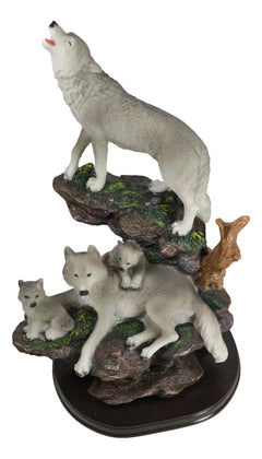 Moon Howling Timberwolves Wolf Pack Family Decorative Figurine 8.5"H-7