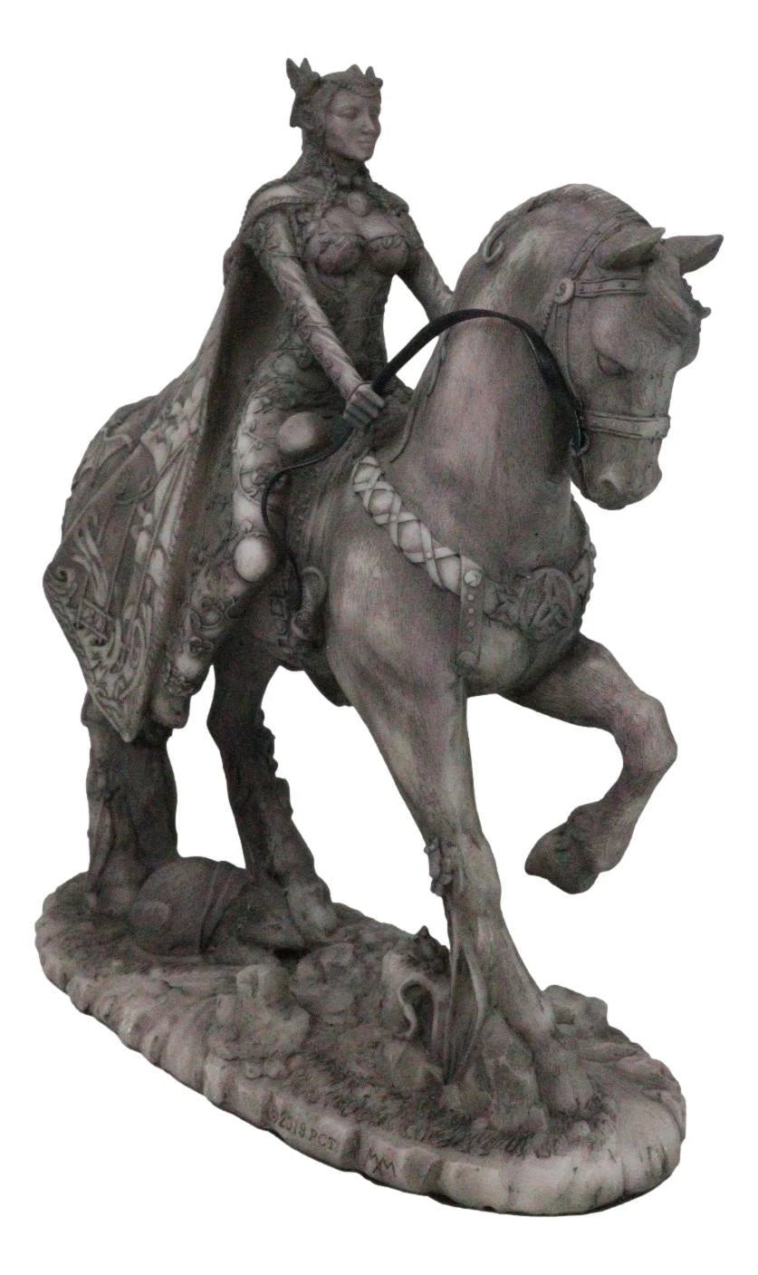 Celtic Moon Goddess Rhiannon Riding Horse in Arberth Clay Finish Figurine-6