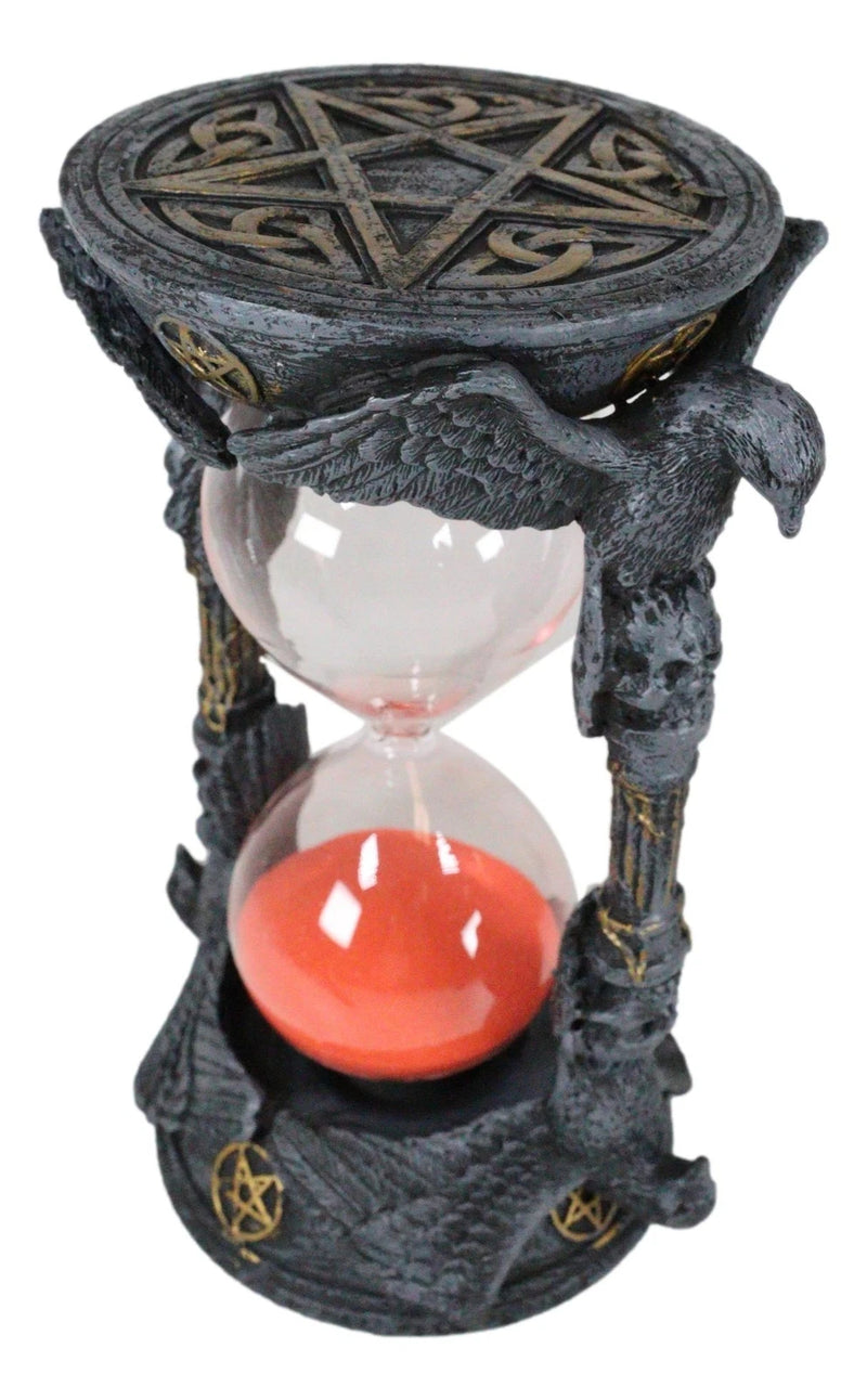 Gothic Alchemy Pentagram Circle Raven Crows Skull Pillars Sand Timer Sandtimer-4