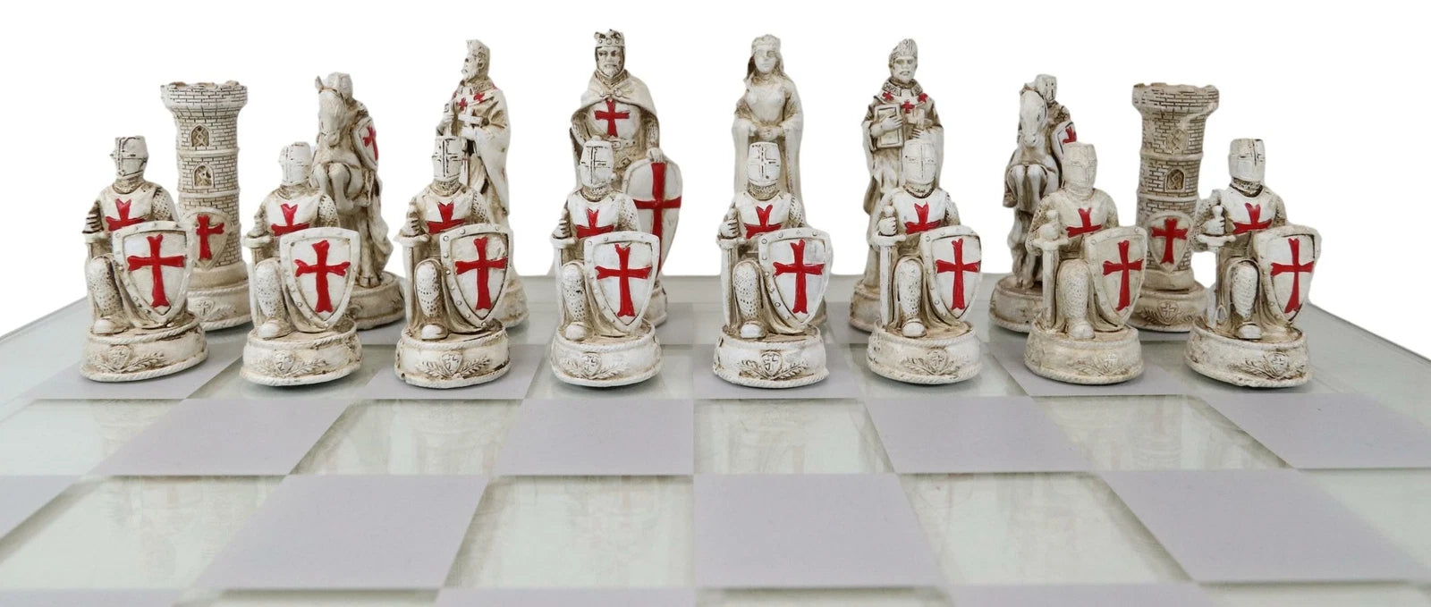 Crusader Christian Kingdom VS Ottoman Empire Chess Pieces Glass Board Set-5