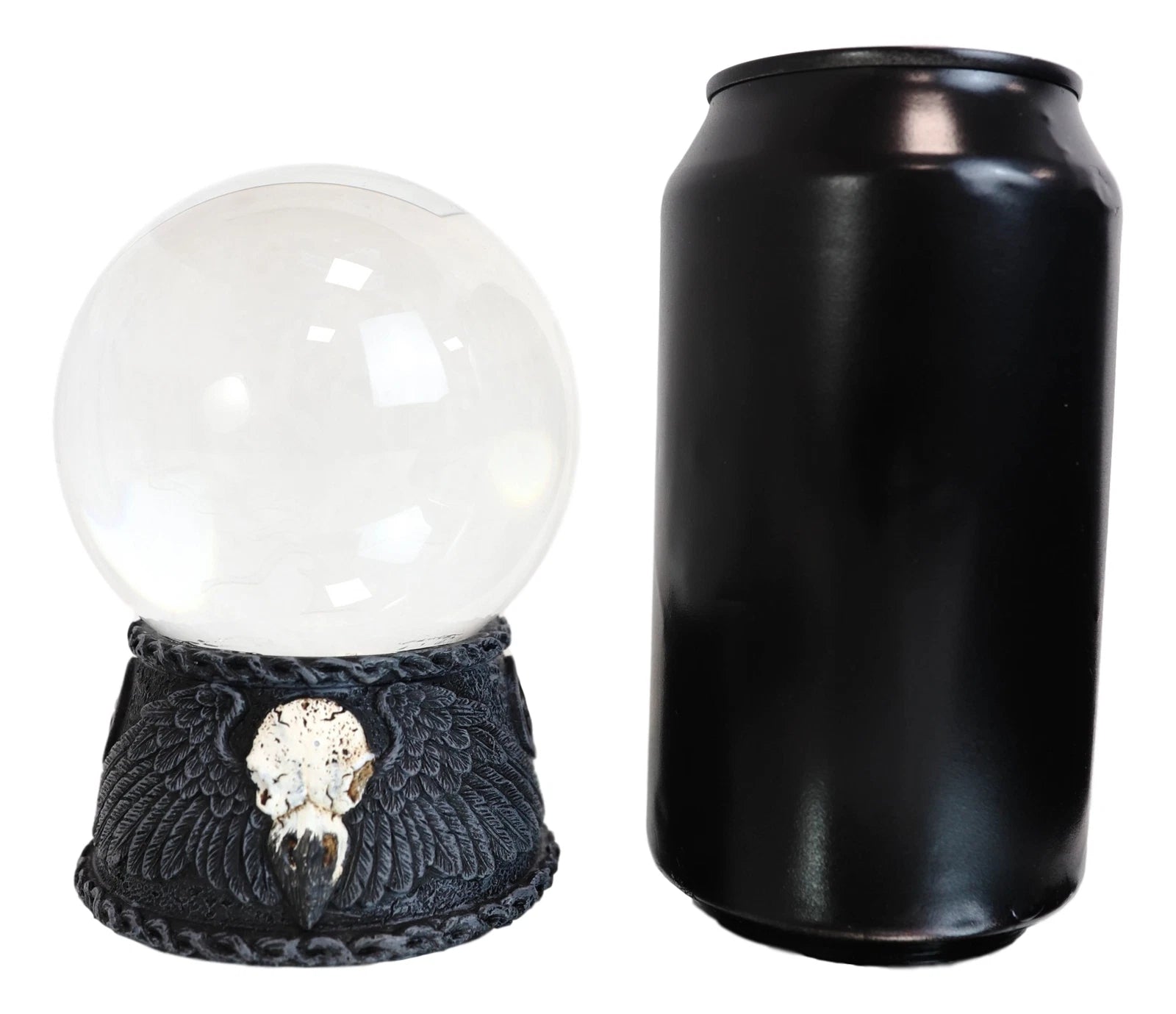 Figura de calavera de cuervo con pentagrama y esfera de cristal con luz LED que se marchita-3