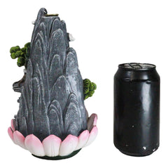 Zen Rocky Mountain Steppes With Monk On Giant Lotus Backflow Cone Incense Holder-2