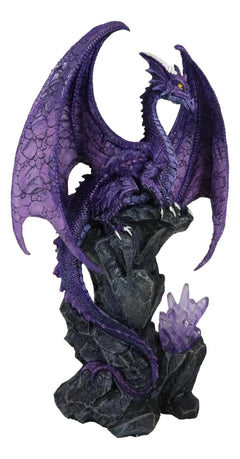 Large Hoarfrost Twilight Dragon Guarding LED Light Crystal Elements Statue-3
