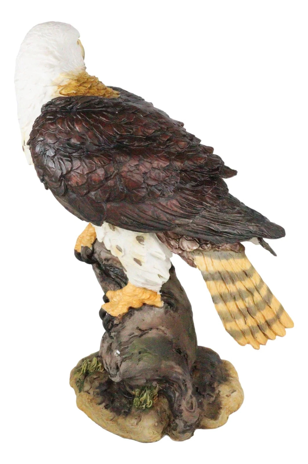 Wildlife Bald Eagle On Tree Stump Statue Birds Of Prey Figurine 10"H-4