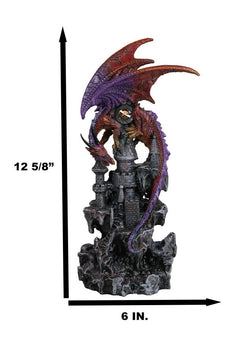 Guardian Dragon Protecting Castle with Precious Stone Collectible Figurine 12"H-2