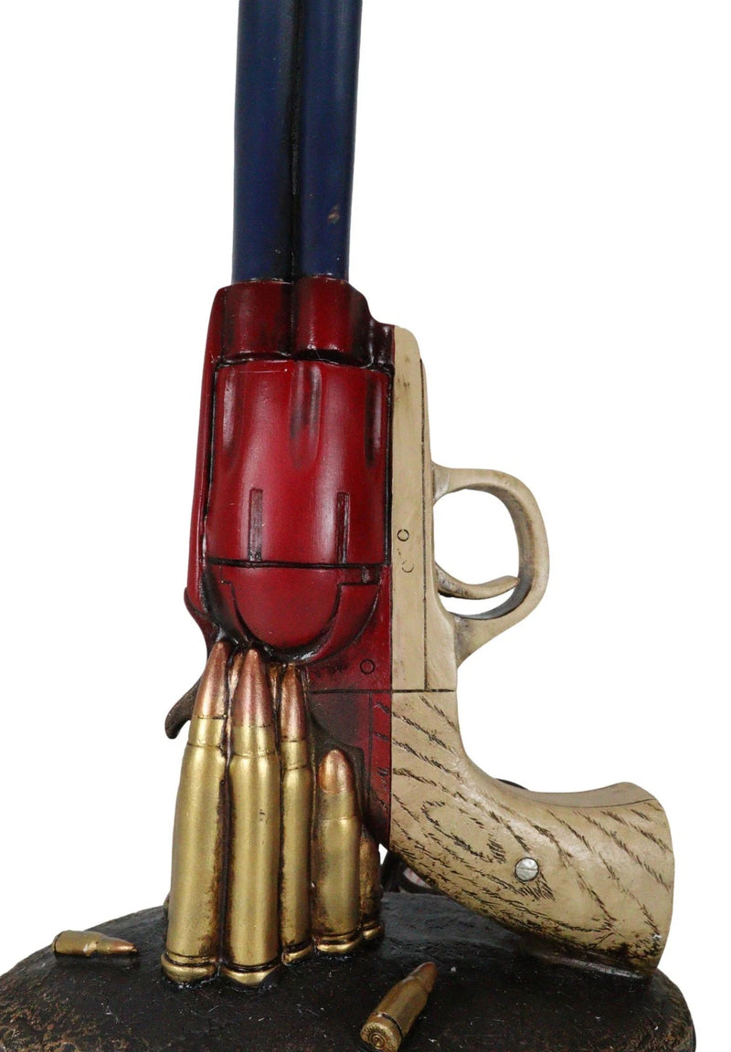 Western Star Texas Flag Six Shooter Pistol Gun With Bullets Desktop Table Lamp-4