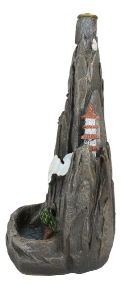 Feng Shui Rocky Mountain Top Buddhist Pagoda Temple Backflow Cone Incense Holder-4