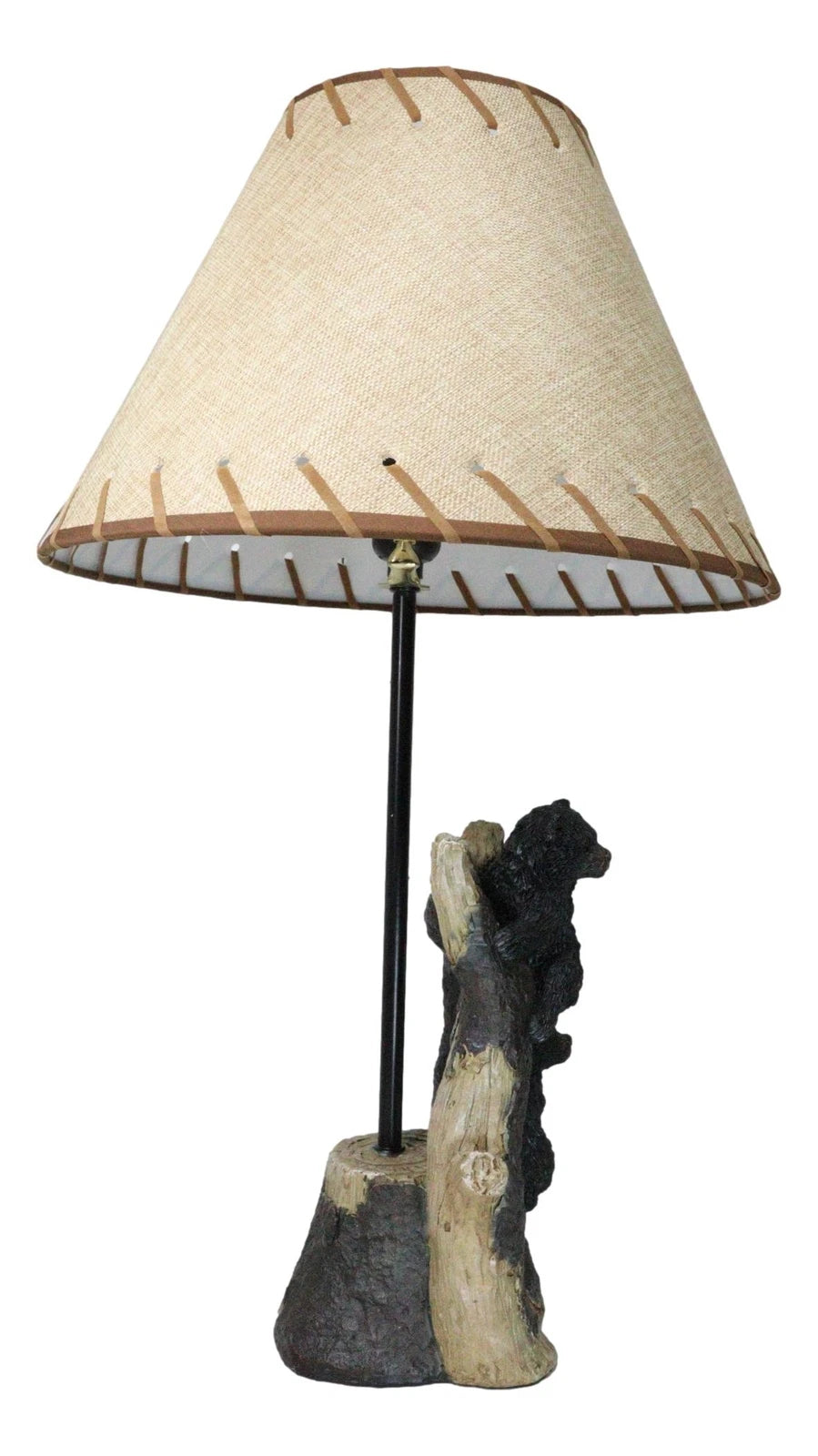 Rustic Western Whimsical Forest Playful Black Bear Cubs Climbing Tree Table Lamp-3
